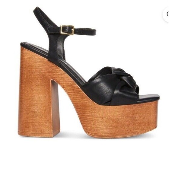 Cool Planet by Steve Madden Black Wooden Heeled 2”Platform, 9.5 M - Picture 2 of 9